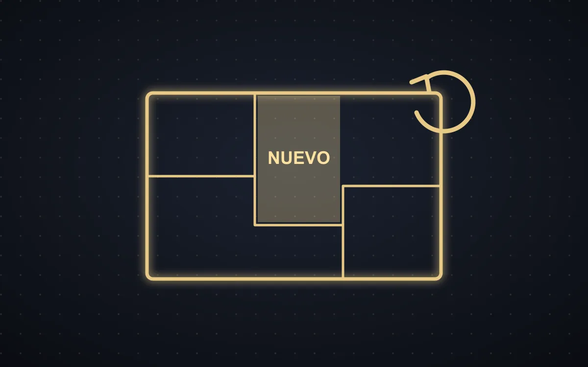 Plano de planta con una estancia nueva y flechas de actualización
